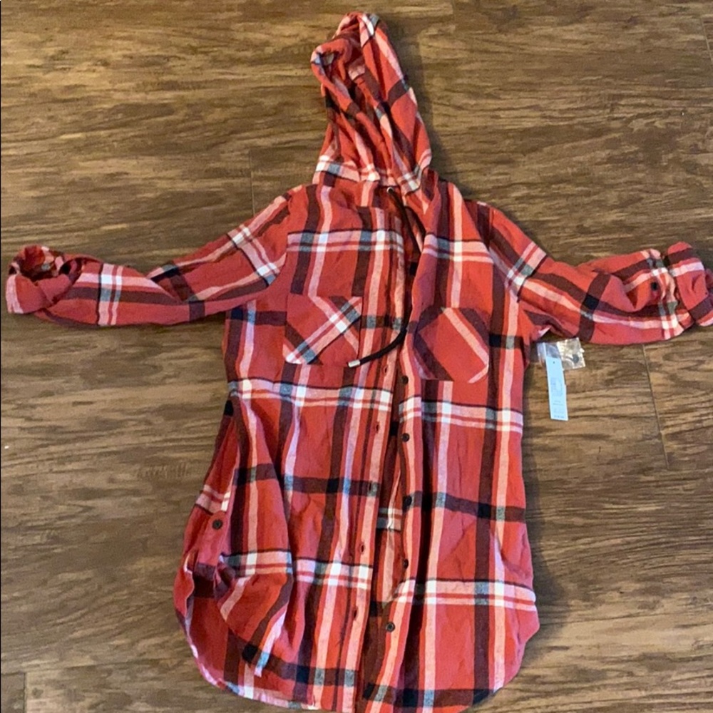 NO boundaries Plaid shirt w/ hood